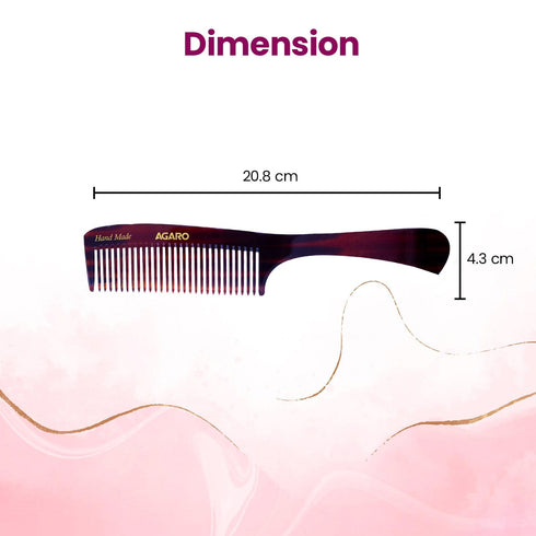 AGARO Hand Made Cellulose Acetate Comb HMC79, All Fine Tooth Dressing Comb, Smooth Rounded Teeth, Hair Styling, Hair Brushing, Hair Dressing, Brown